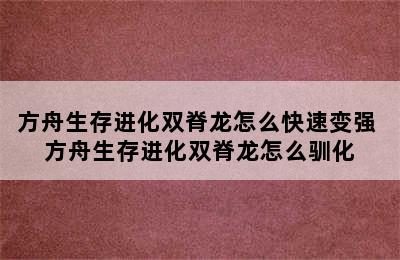 方舟生存进化双脊龙怎么快速变强 方舟生存进化双脊龙怎么驯化